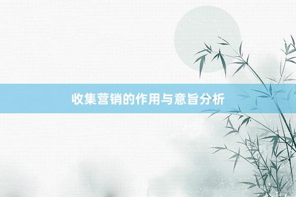 收集营销的作用与意旨分析