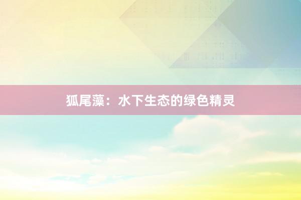 狐尾藻：水下生态的绿色精灵